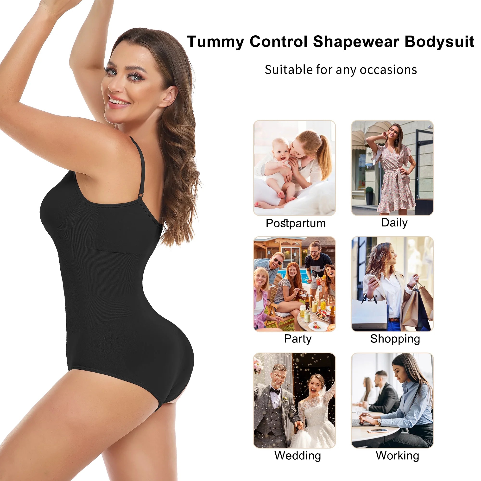 Women's Tummy Control Shapewear Bodysuit with High Waist Design