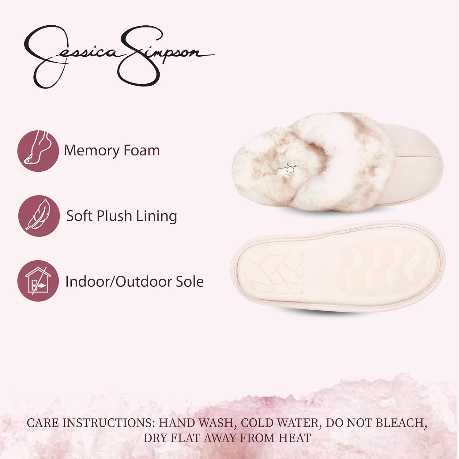 Women's Faux Fur Memory Foam House Slippers with Anti-Skid Soles