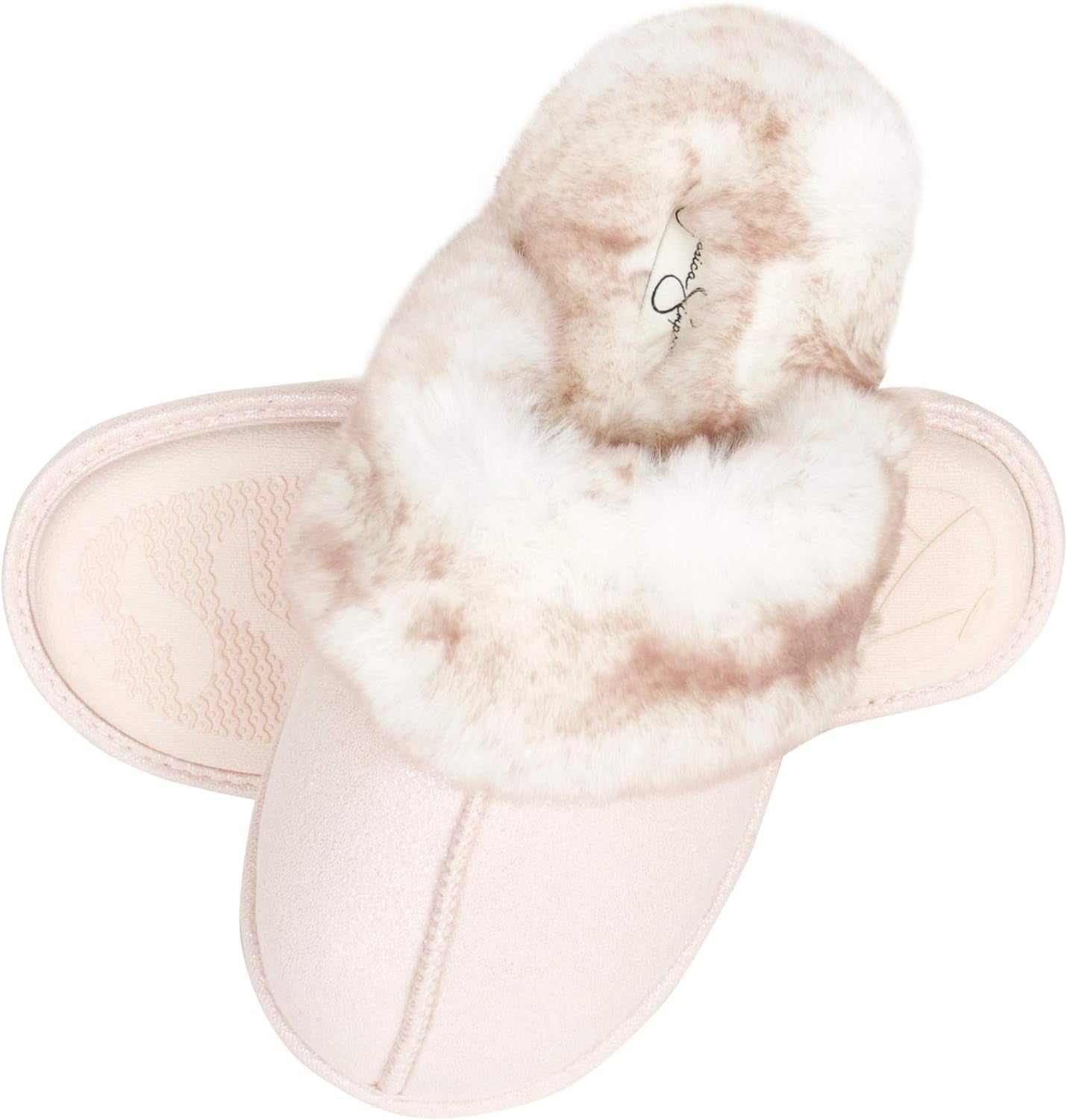 Women's Faux Fur Memory Foam House Slippers with Anti-Skid Soles